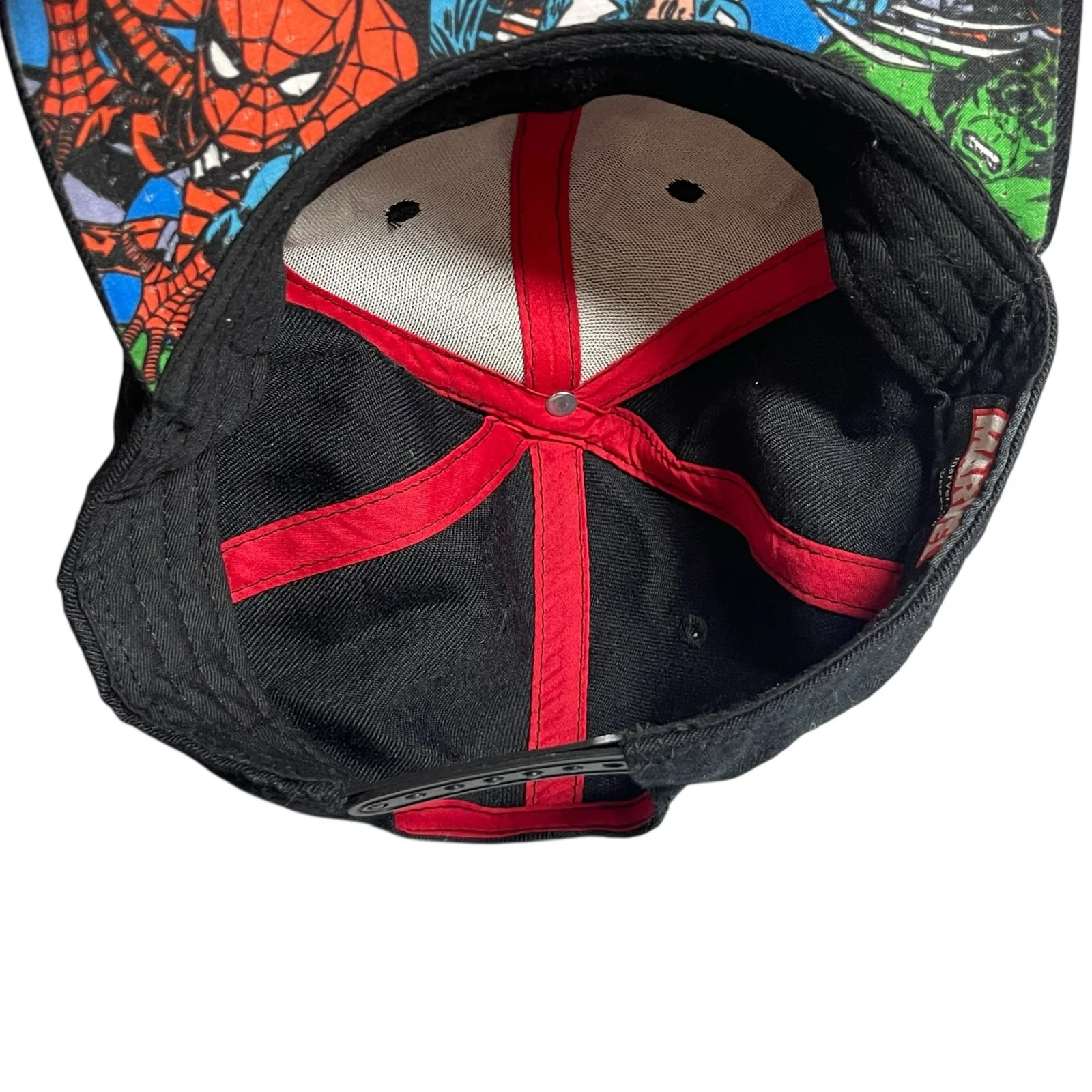 Marvel Avengers Character Black Embroidered Logo Snapback Baseball Cap Hat OS - Image 3