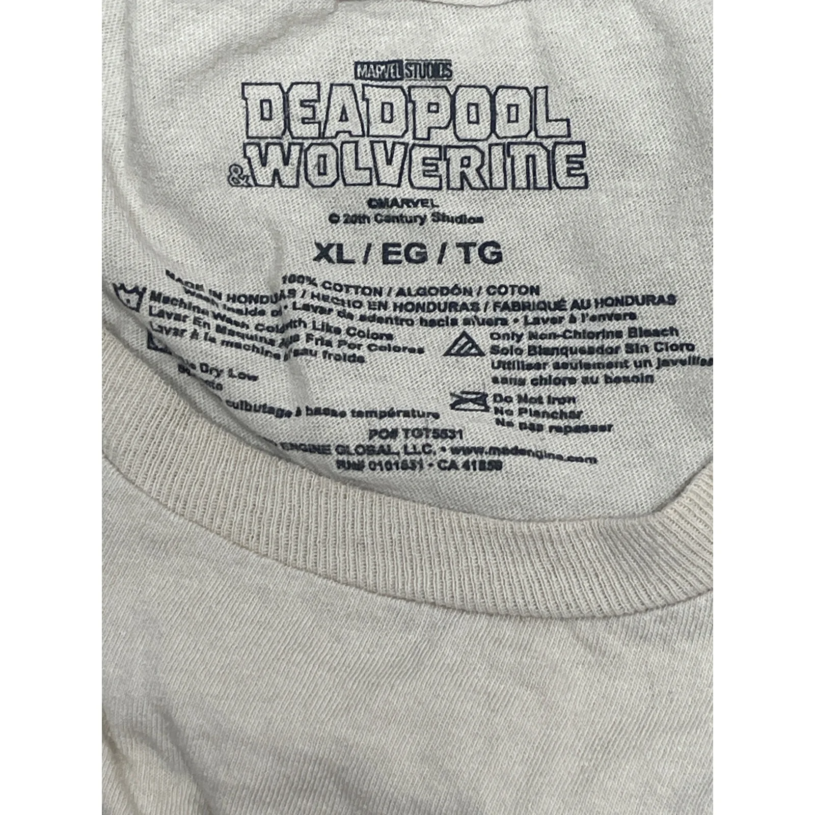 Marvel Comics Deadpool & Wolverine Men's Cream Short Sleeve Tee T Shirt Top XL - Image 3