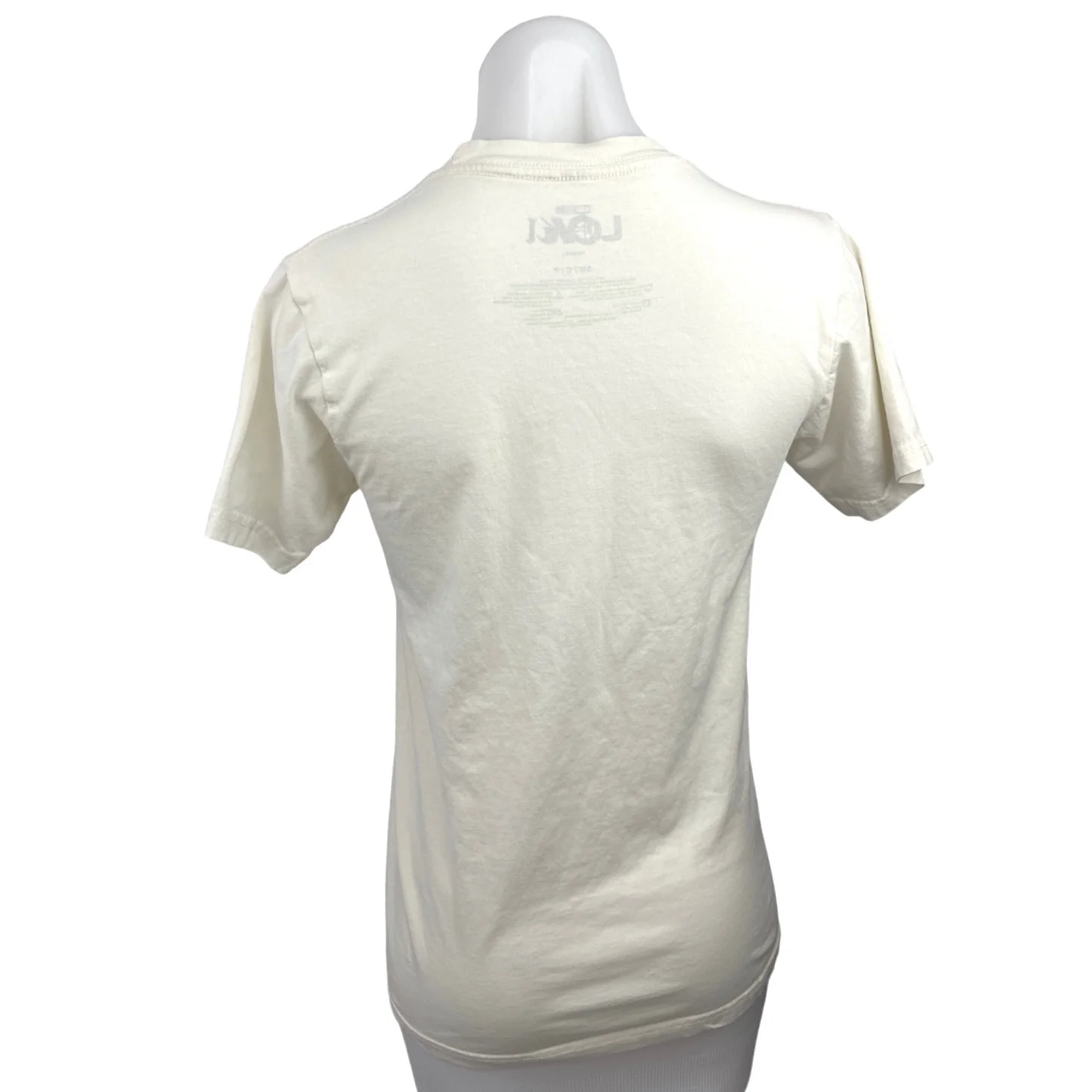 Marvel Loki Cream Graphic Temperamental Tempad Crew Neck T Shirt Top Tee Size S - Image 2