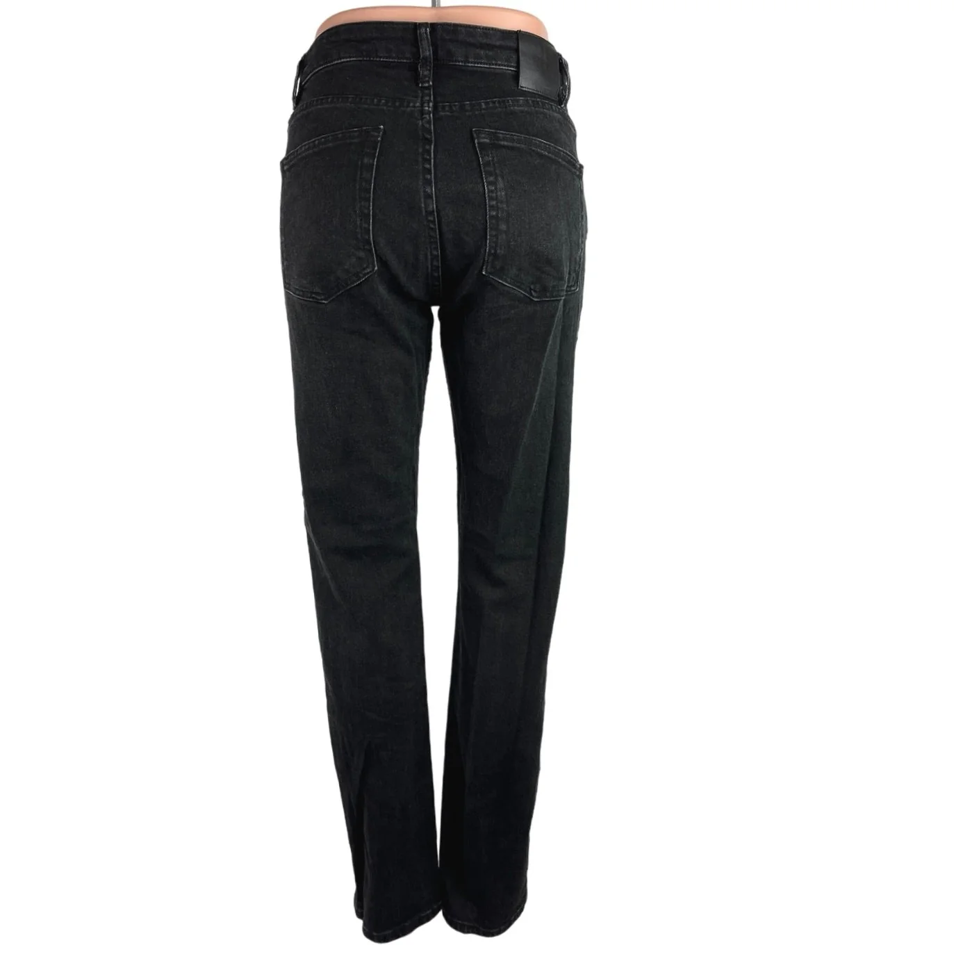 Massimo Dutti Charcoal Wash Black High Rise Stretch Straight Leg Denim Jeans 4 - Image 3
