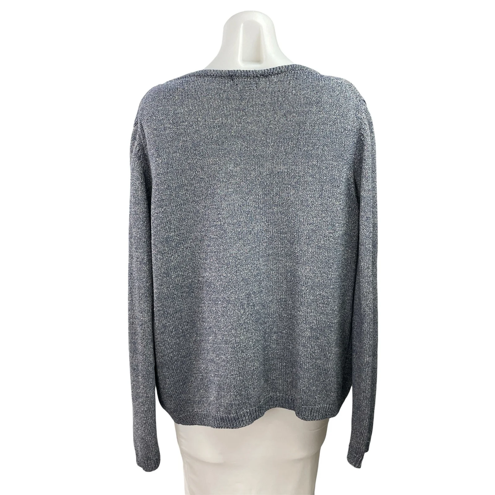 Massimo Dutti Women's Blue Gray Knit Button Long Sleeve Cardigan Sweater Top XL - Image 3