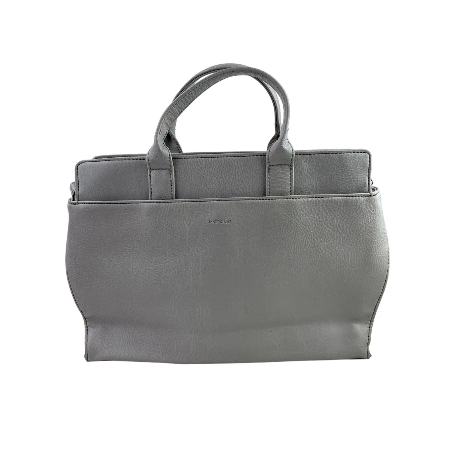 Matt & Nat Gray Pebbled Laptop Zip Crossbody Tote Shopper Messenger Handbag OS