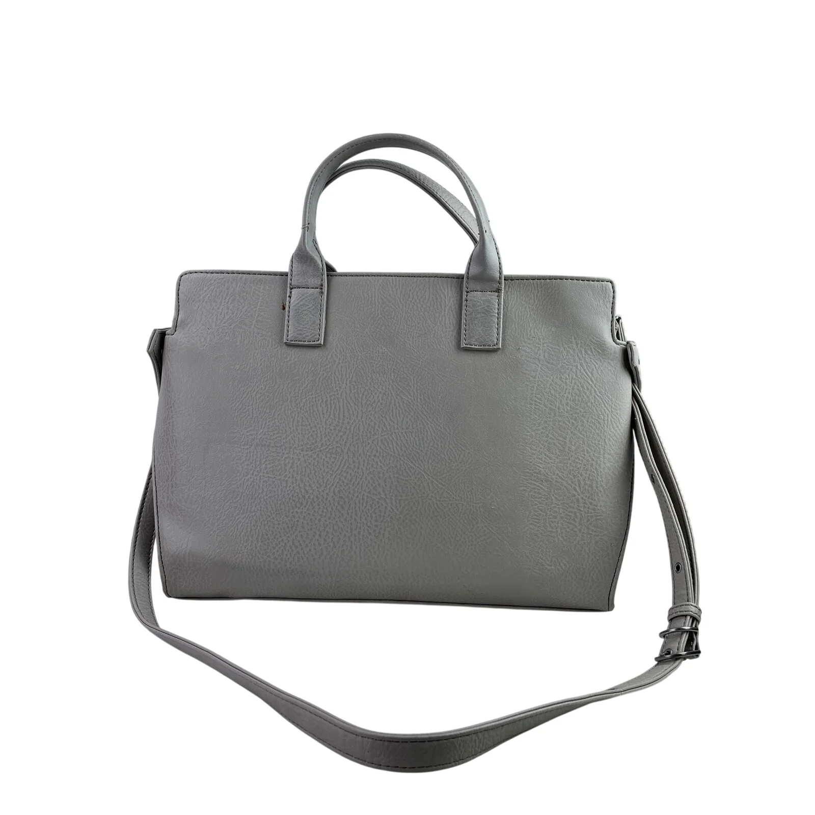 Matt & Nat Gray Pebbled Laptop Zip Crossbody Tote Shopper Messenger Handbag OS - Image 3