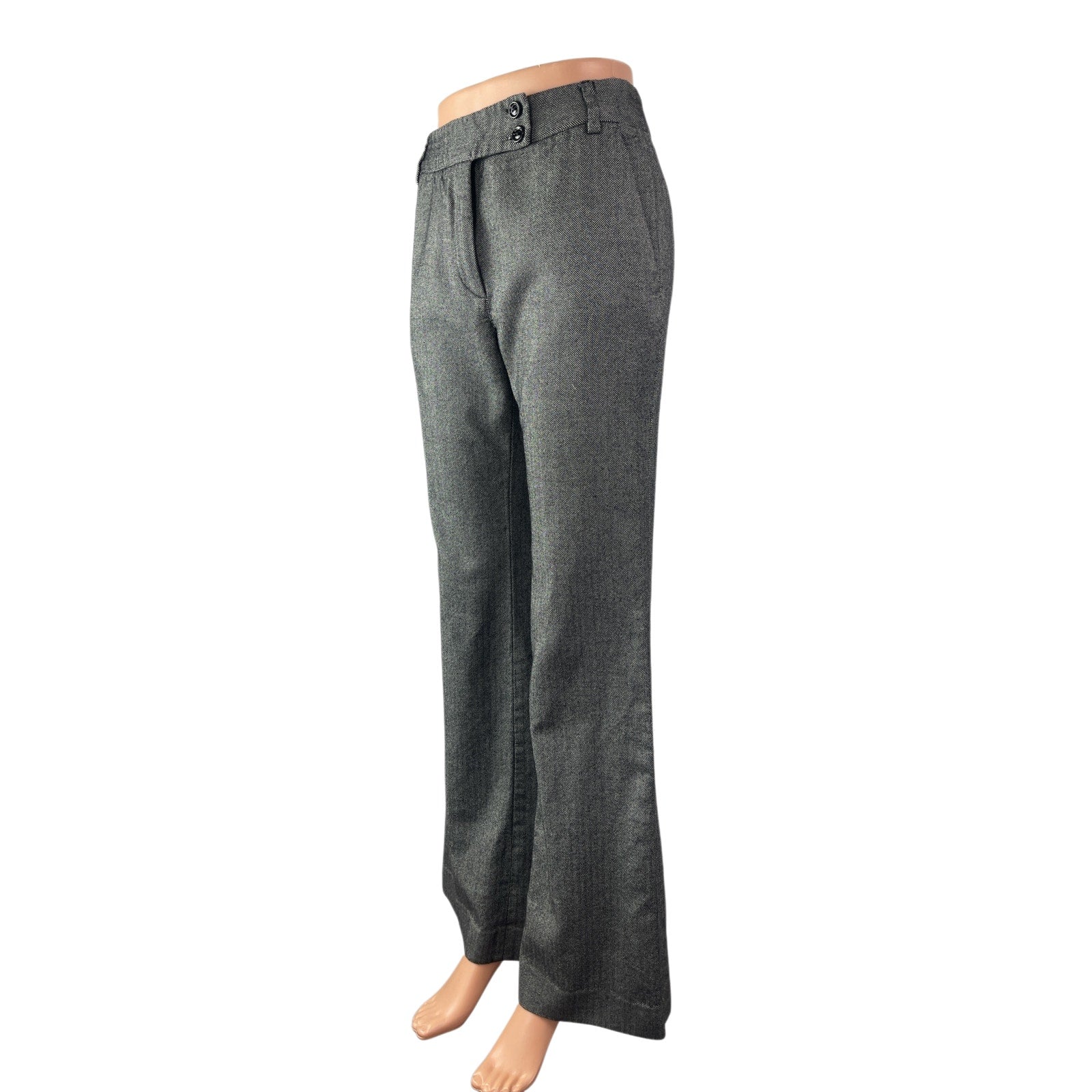 Max Mara Women's Gray Wool Mid Rise Flare Wide Leg Trousers Office Dress Pants 6 - Image 4
