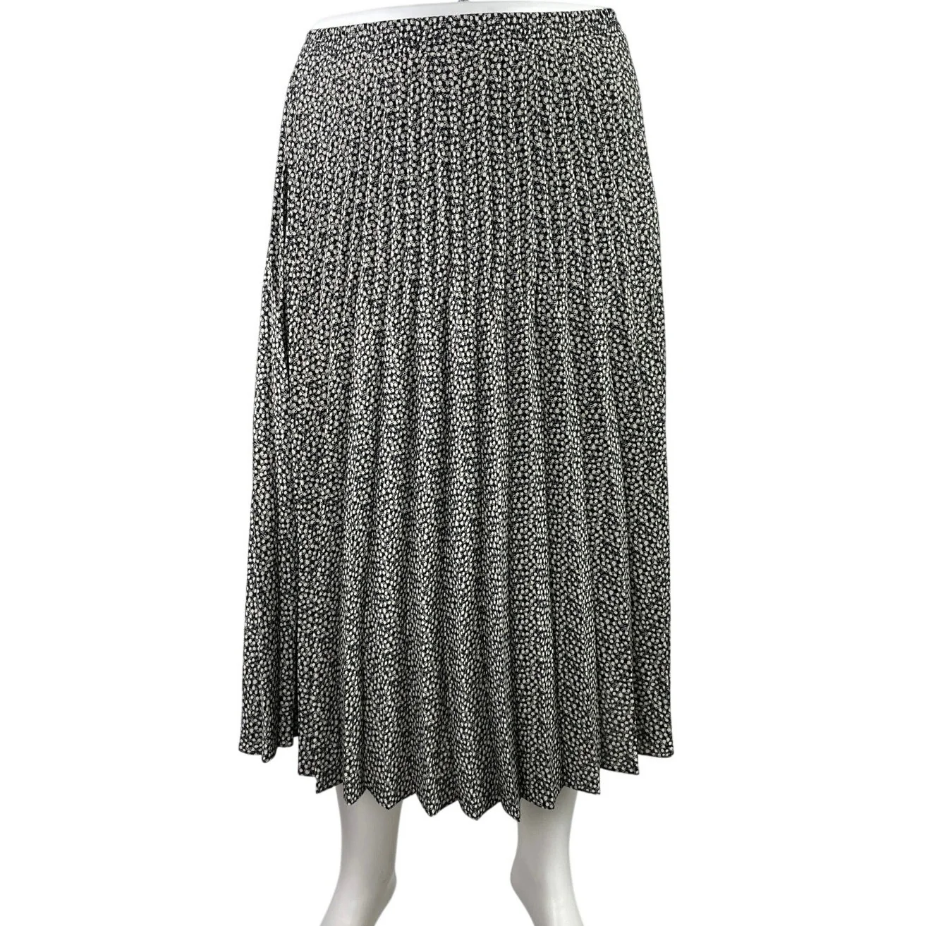Max Studio Black White Printed Pleated High Waisted Maxi Flared A-Line Skirt XL