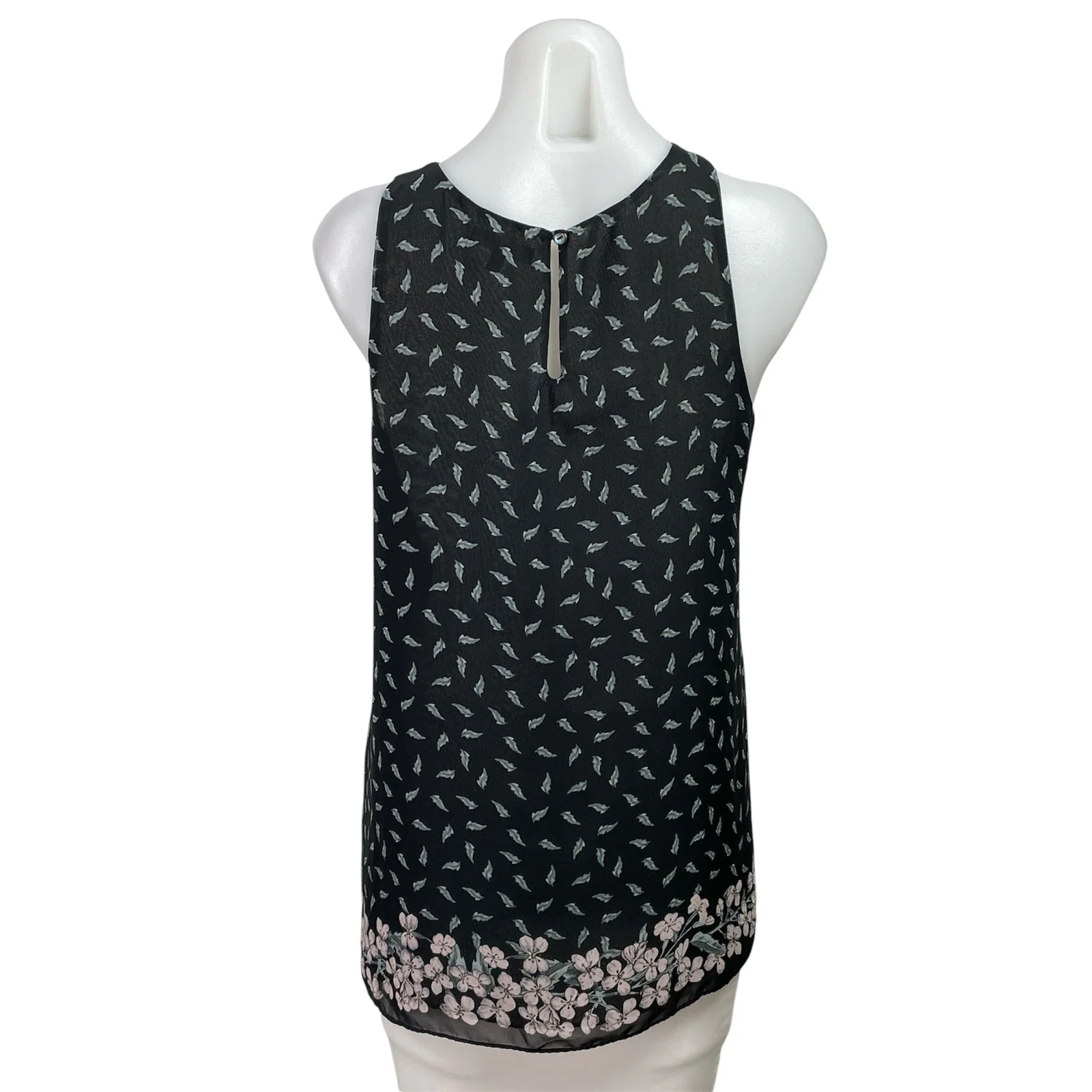 Max Studio Women's Black Floral Sleeveless Round Neck Tank Blouse Top Size S - Image 3