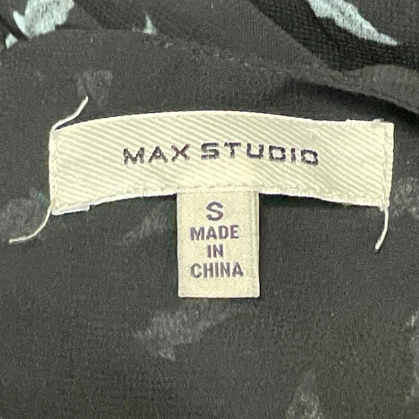 Max Studio Women's Black Floral Sleeveless Round Neck Tank Blouse Top Size S - Image 4