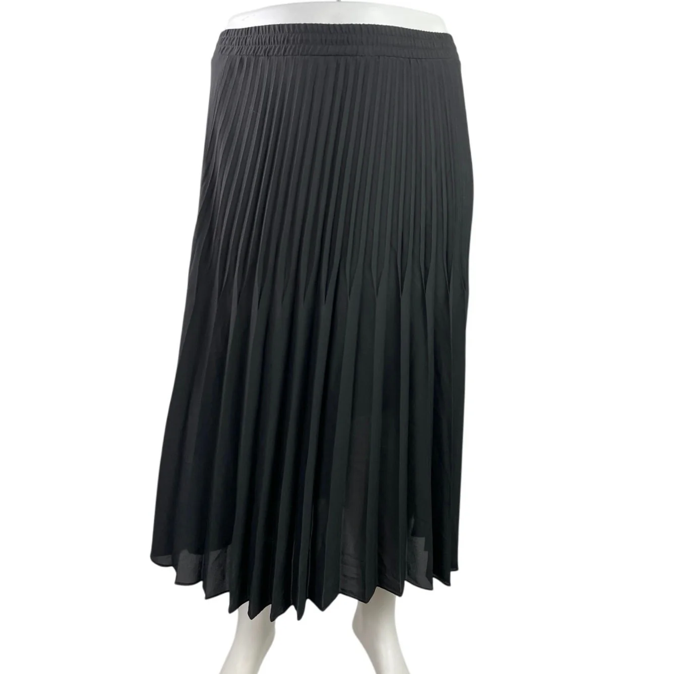 Max Studio Women's Black Pleated High Waisted Maxi Flared A-Line Skirt Size XL