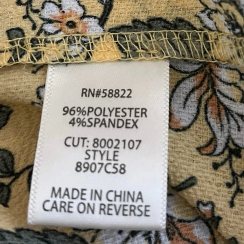 Max Studio Yellow Floral Ruffle Flutter Short Sleeve Hi-Low Midi Wrap Dress XS - Image 5