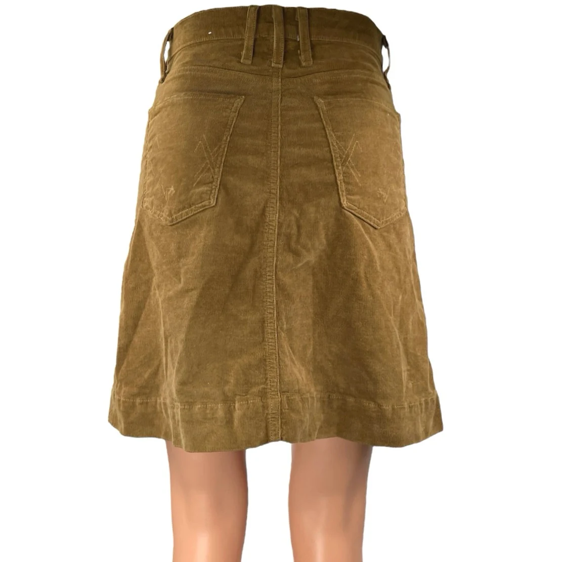 McGuire Columbier Brown Corduroy Velvet Velour Button Down Mini A-Line Skirt 25 - Image 3