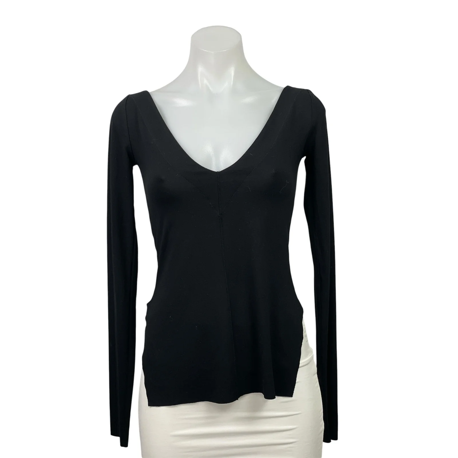 MDNT : 45 Avant-Garde Women's Black Long Sleeve Slit Tunic Blouse Top Size XS