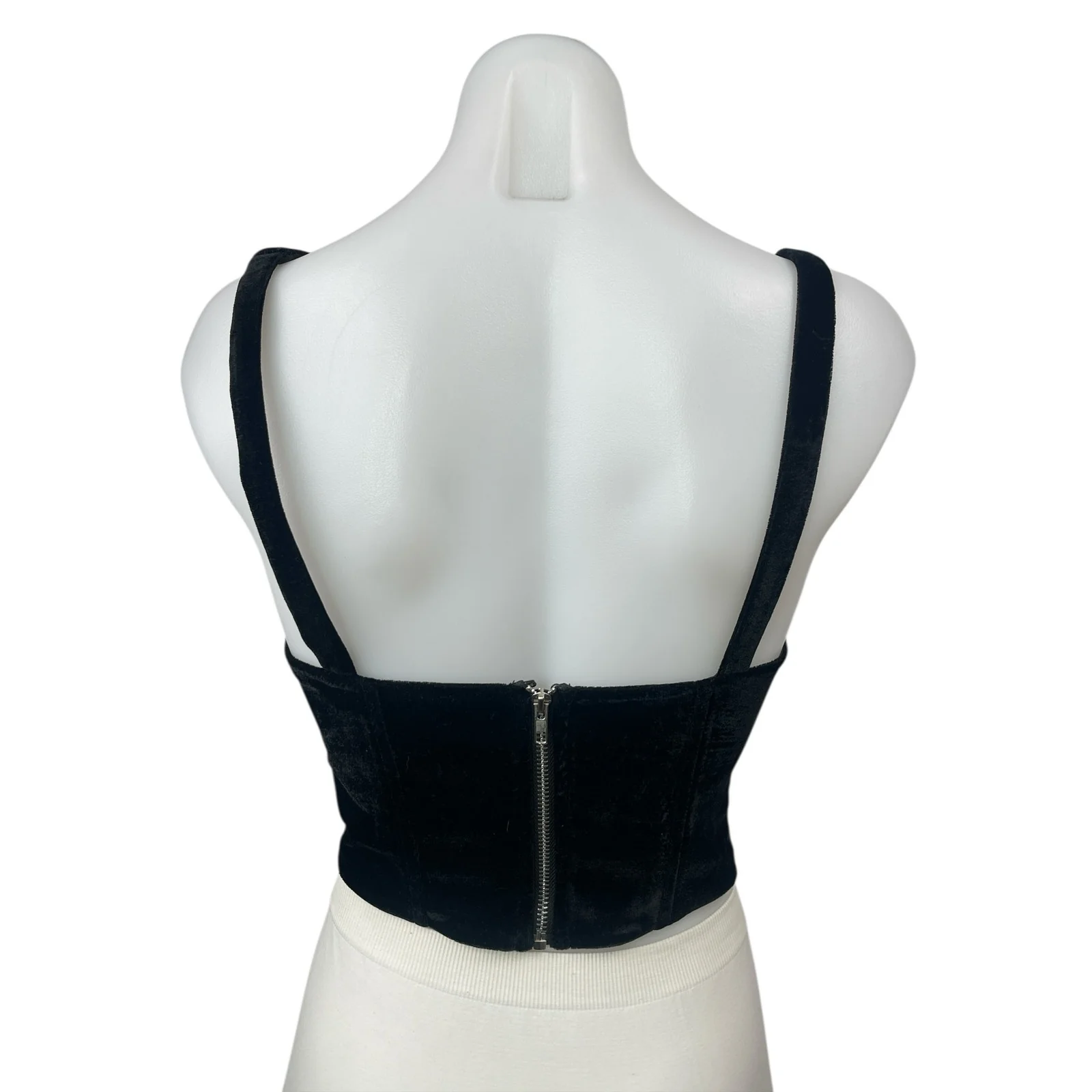 Medusa Women's Black Faux Suede Sleeveless Squareneck Crop Corset Tank Top Sz M - Image 2