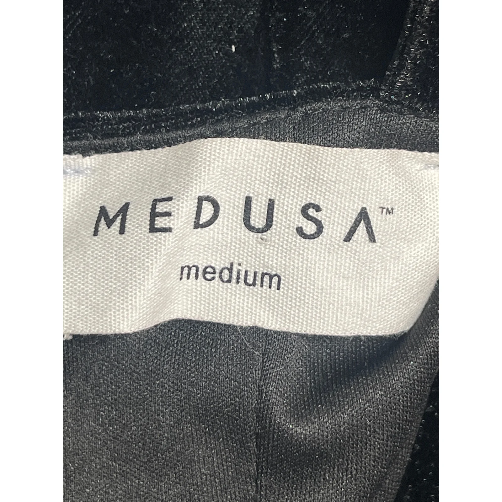 Medusa Women's Black Faux Suede Sleeveless Squareneck Crop Corset Tank Top Sz M - Image 3