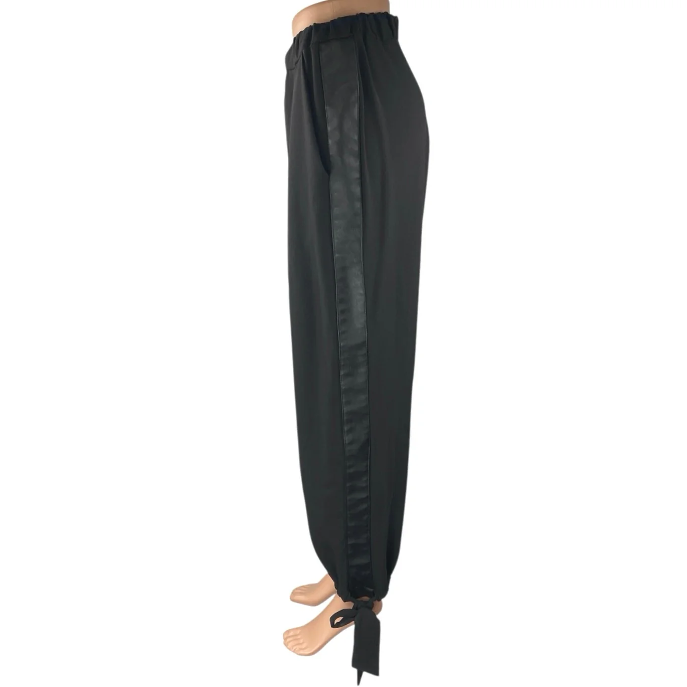 Megan Renee Fly Girl Black Elastic Waist Tapered Tie Leg Trousers Pants Size S - Image 2