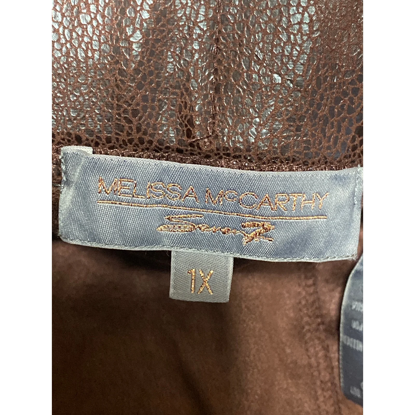 Melissa McCarthy Brown Faux Leather Vegan High Waisted Pencil Midi Skirt Size 1X - Image 6