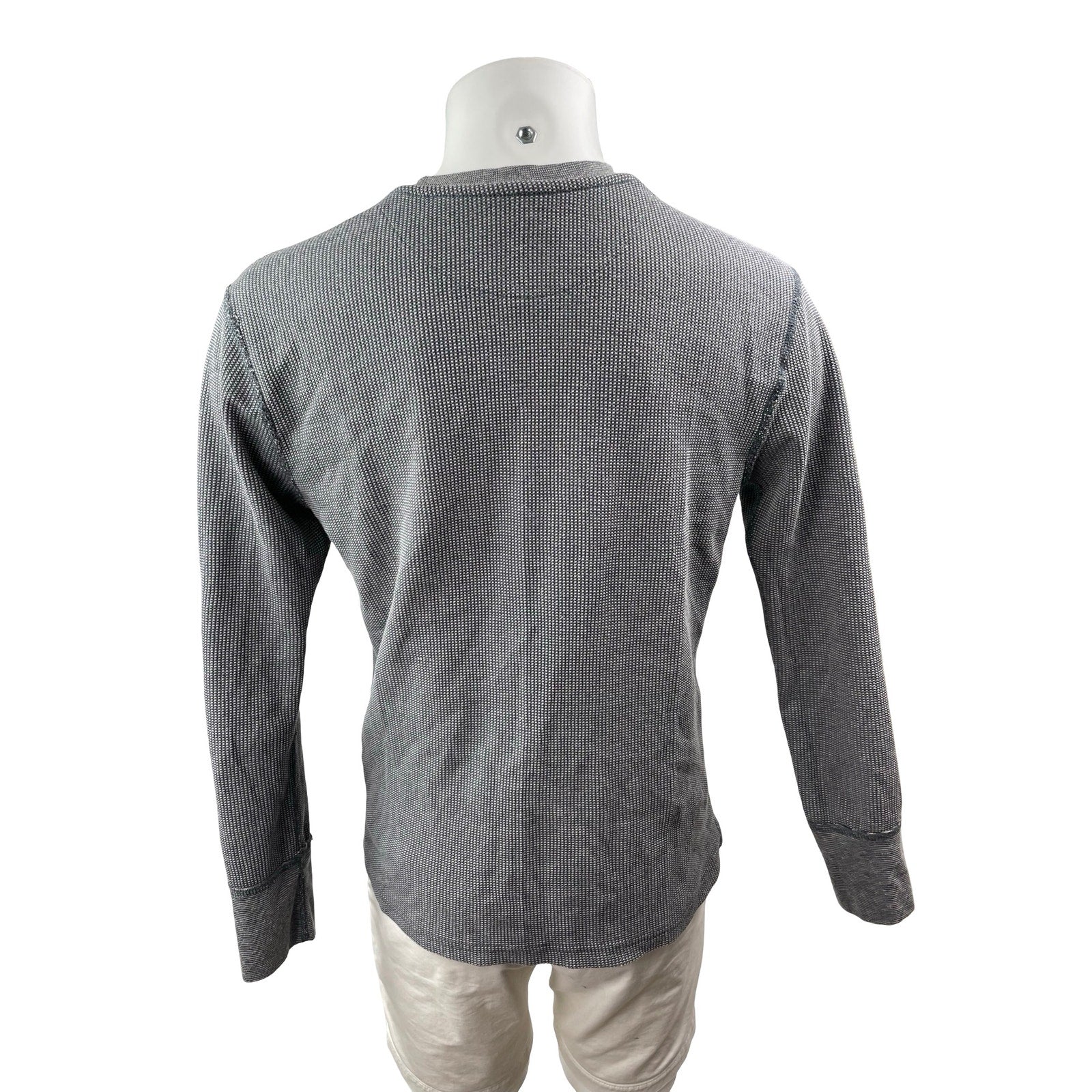 Men's Gray Textured Knit Long Sleeve Crew Neck Basic T Shirt Tee Top Size XL - Image 4