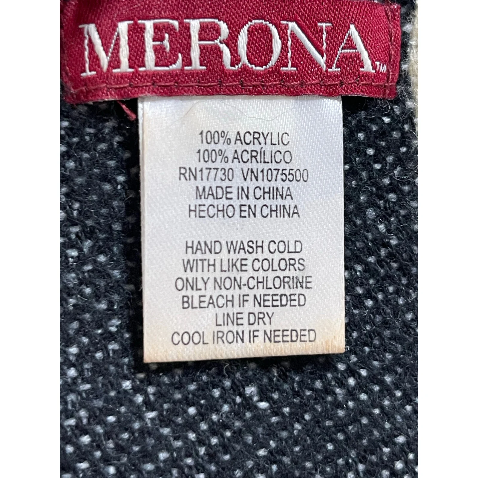 Merona Women's Black Cream Striped Fringe Warmer Winter Wrap Neck Scarf OS - Image 3