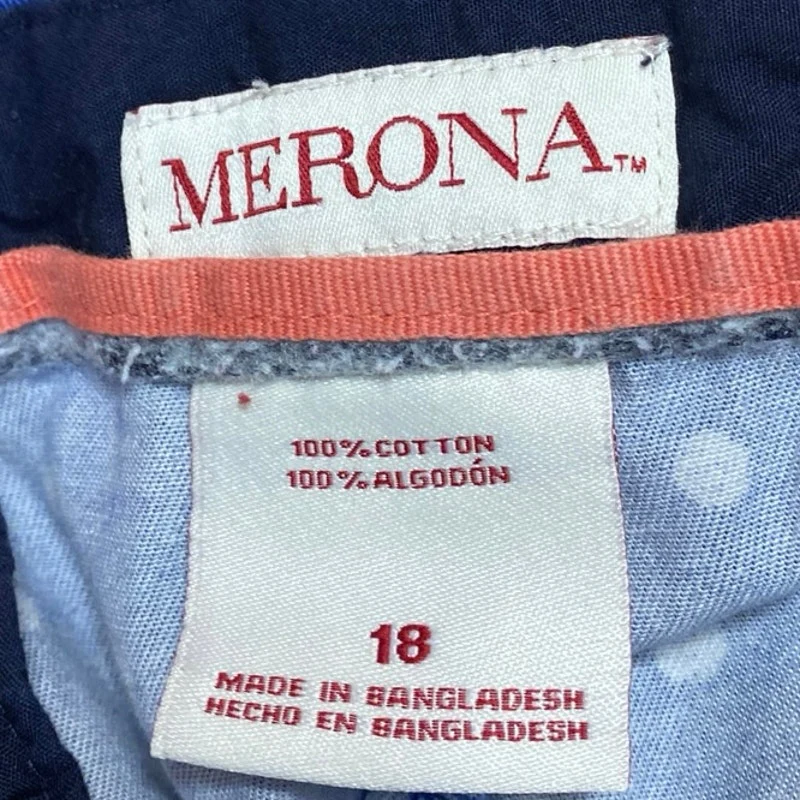 Merona Women's Blue Polka Dot High Waisted Straight Leg Casual Shorts Size 18 - Image 4