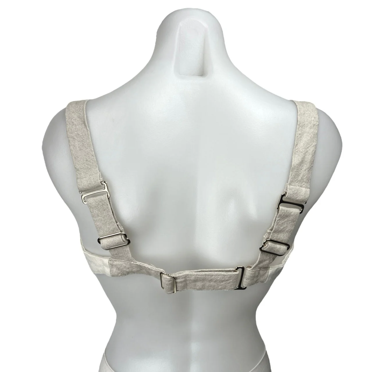 Meshki Cream Tan Linen Sleeveless Colorblock Bustier Bra Crop Tank Top Size S - Image 2