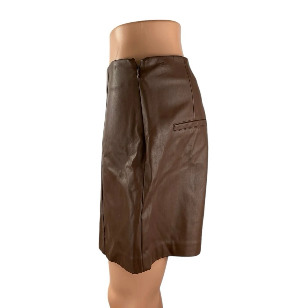 Meshki Women's Brown Fleece Lined High Rise Faux Leather Vegan Mini Shorts Sz M - Image 2