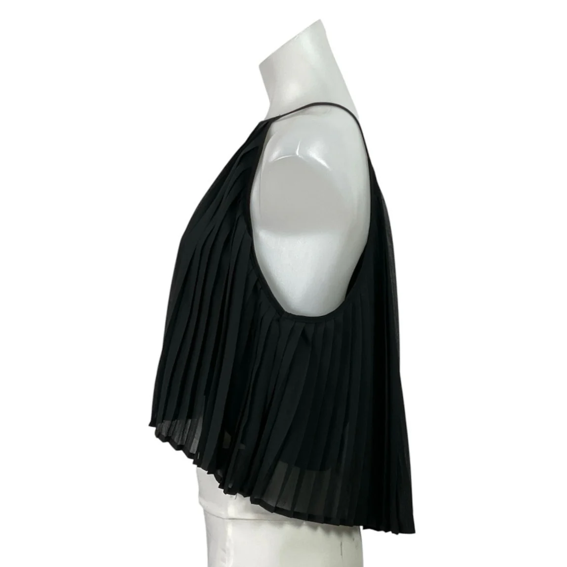 Mia Women's Black Pleated Sleeveless Halter Neck Crop Cami Camisole Tank Top 10 - Image 3