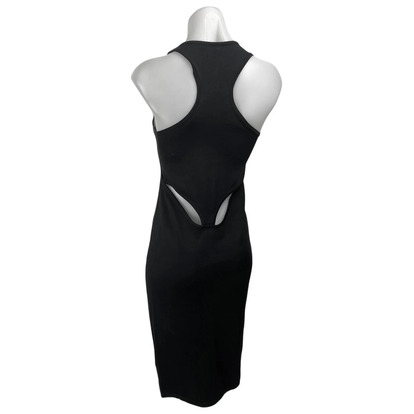 Miaou Women's Black Sleeveless Racerback Cutout Back Midi Tank Bodycon Dress M - Image 2