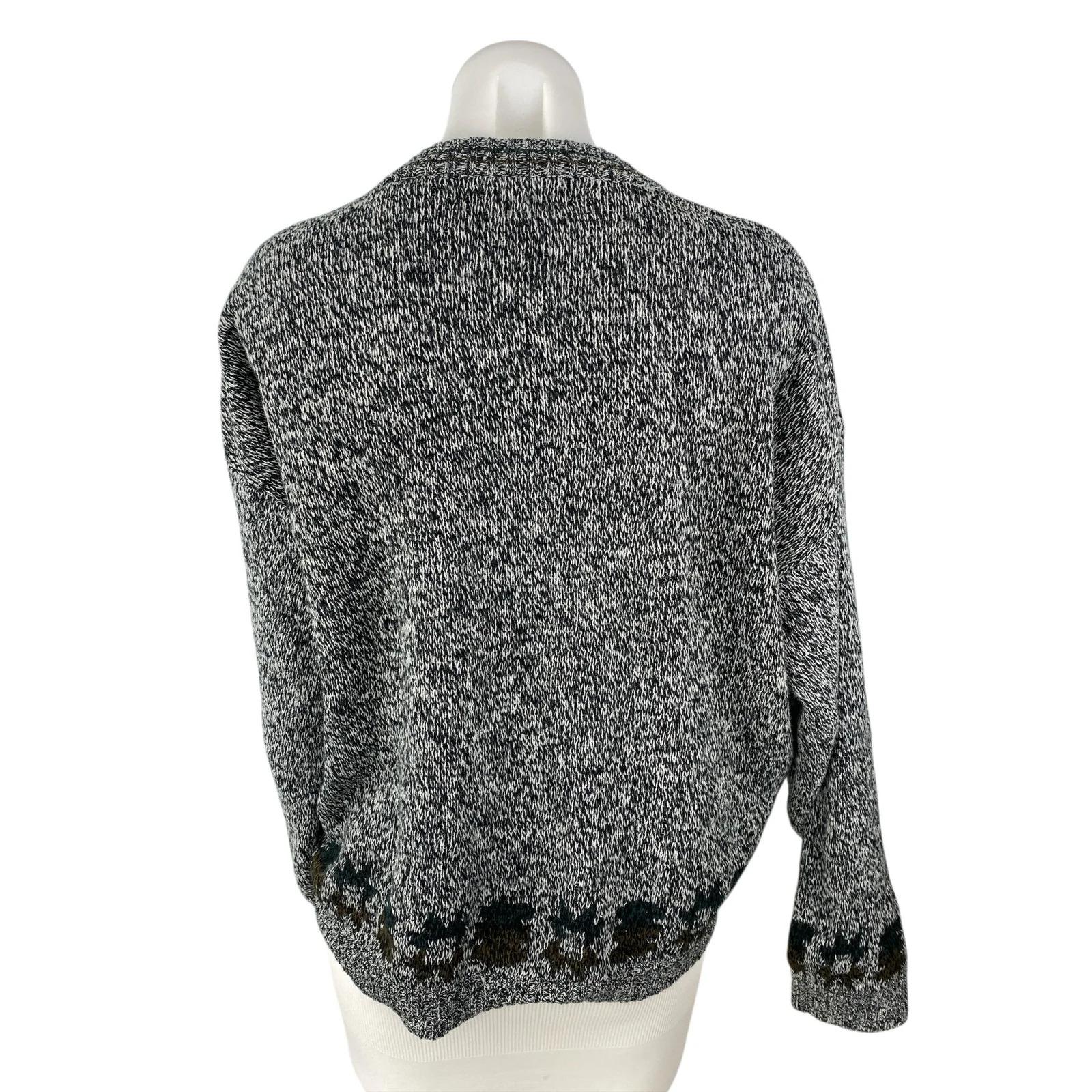 Michael Gerald Womens Gray Geometric Crewneck Long Sleeve Knit Sweater Top Sz L - Image 2