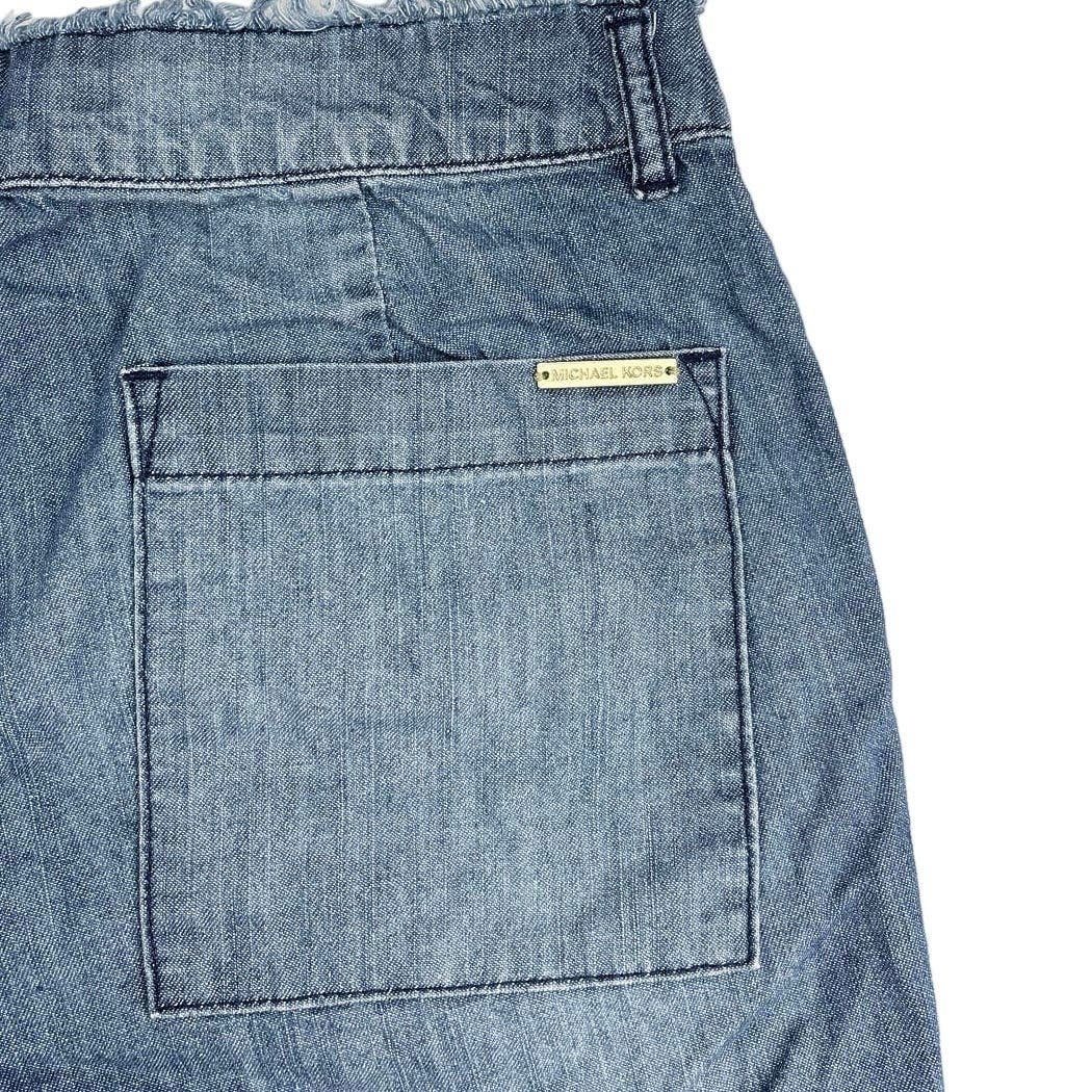 Michael Kors Blue Lightweight Denim Distressed Mid-rise Cut-Off Jean Shorts Sz 8 - Image 5