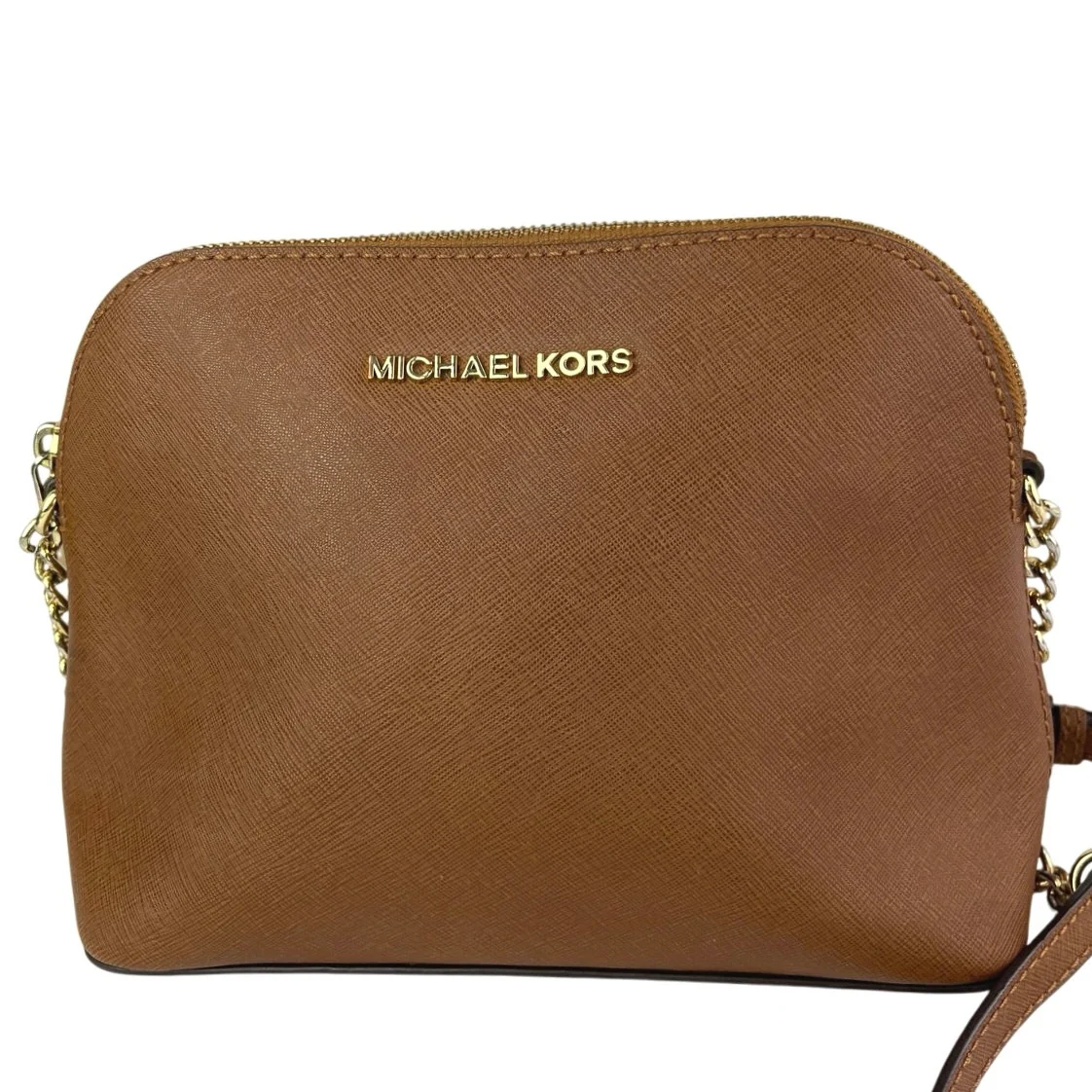 Michael Kors Brown Cindy Dome Saffiano Leather Crossbody Strap Chain Handbag - Image 2