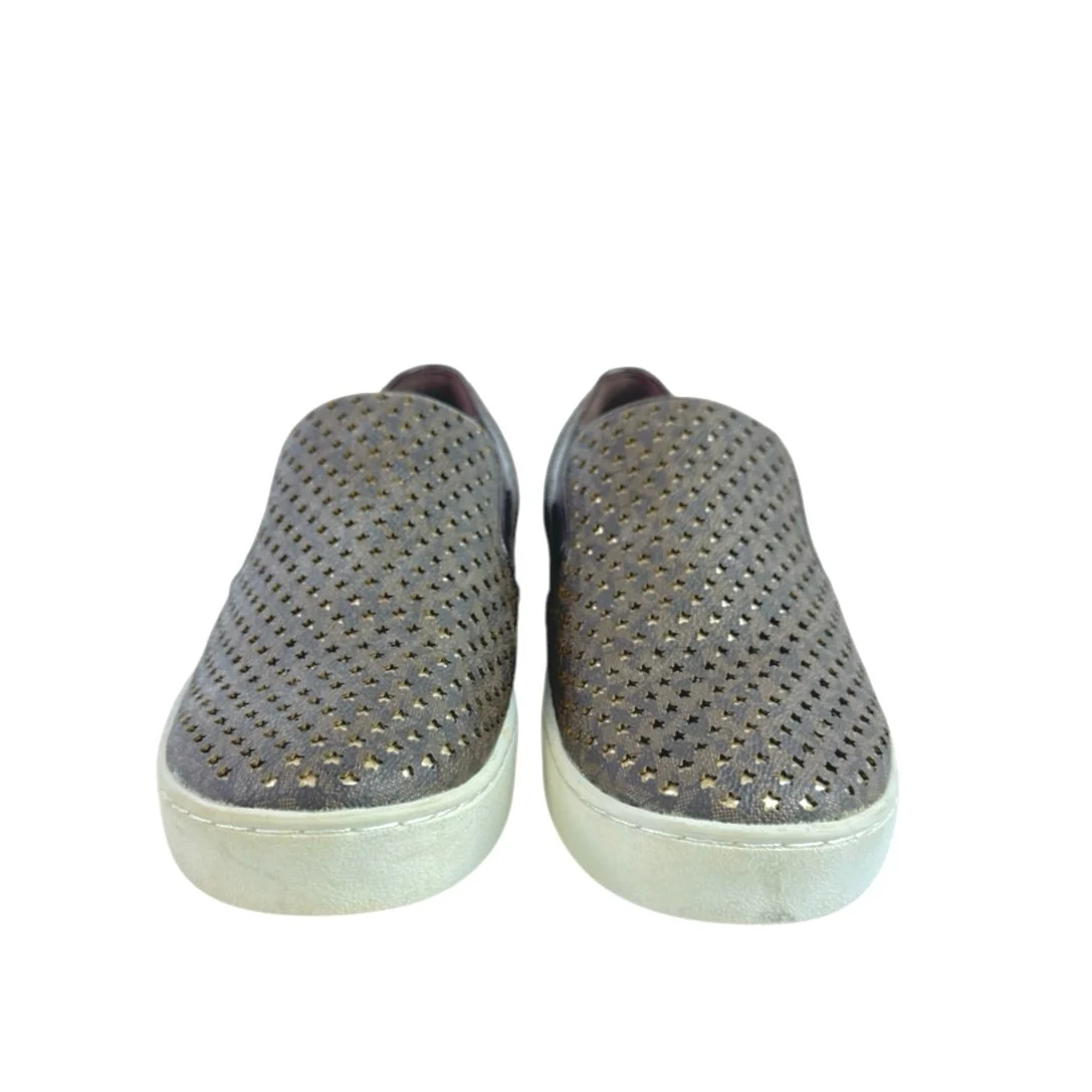 Michael Kors Keaton Women's Brown Laser Cut Leather Slip On Sneakers Shoes Sz 8 - Image 2
