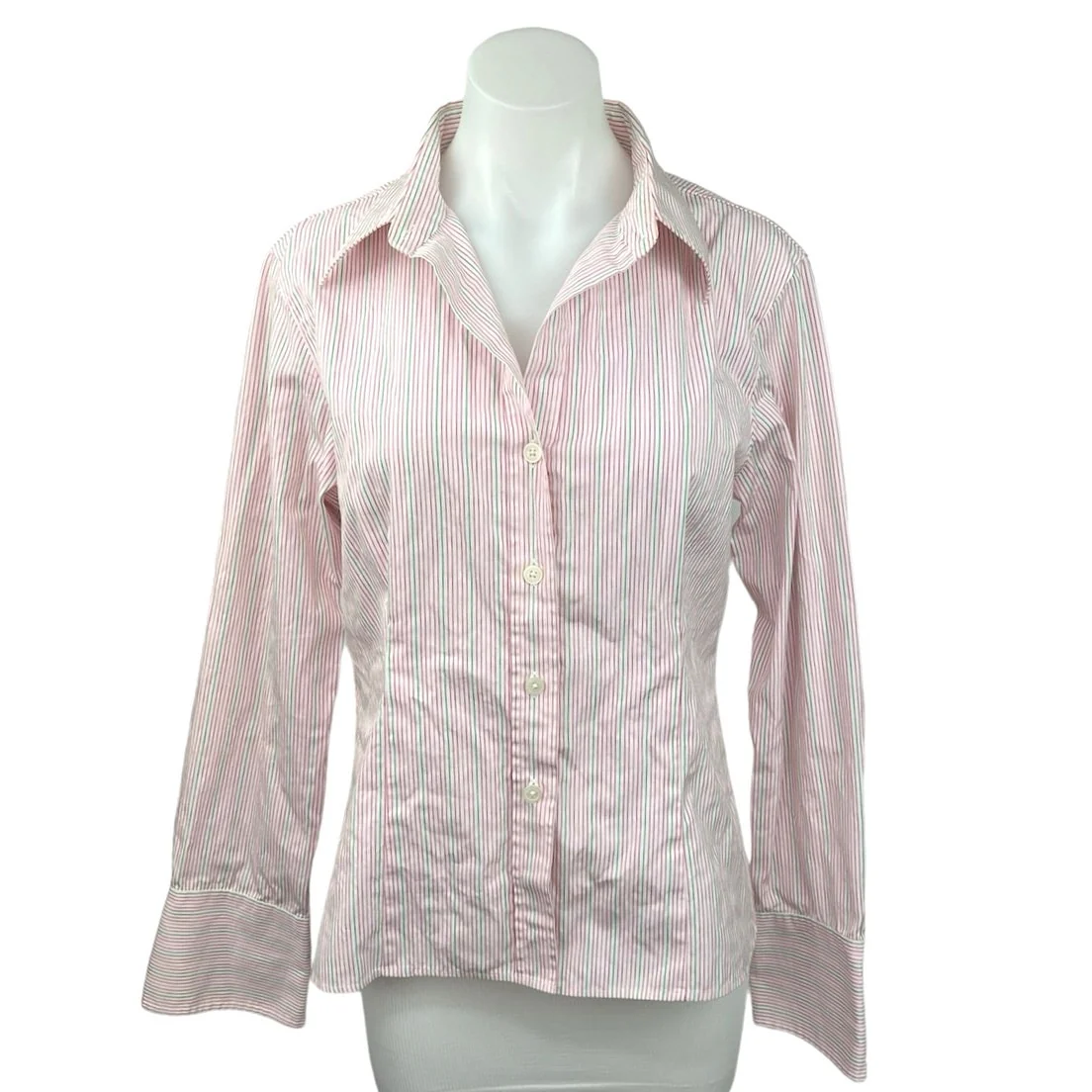Michael Kors Red Green Pinstriped Cotton Long Sleeve Button Down Shirt Size 14