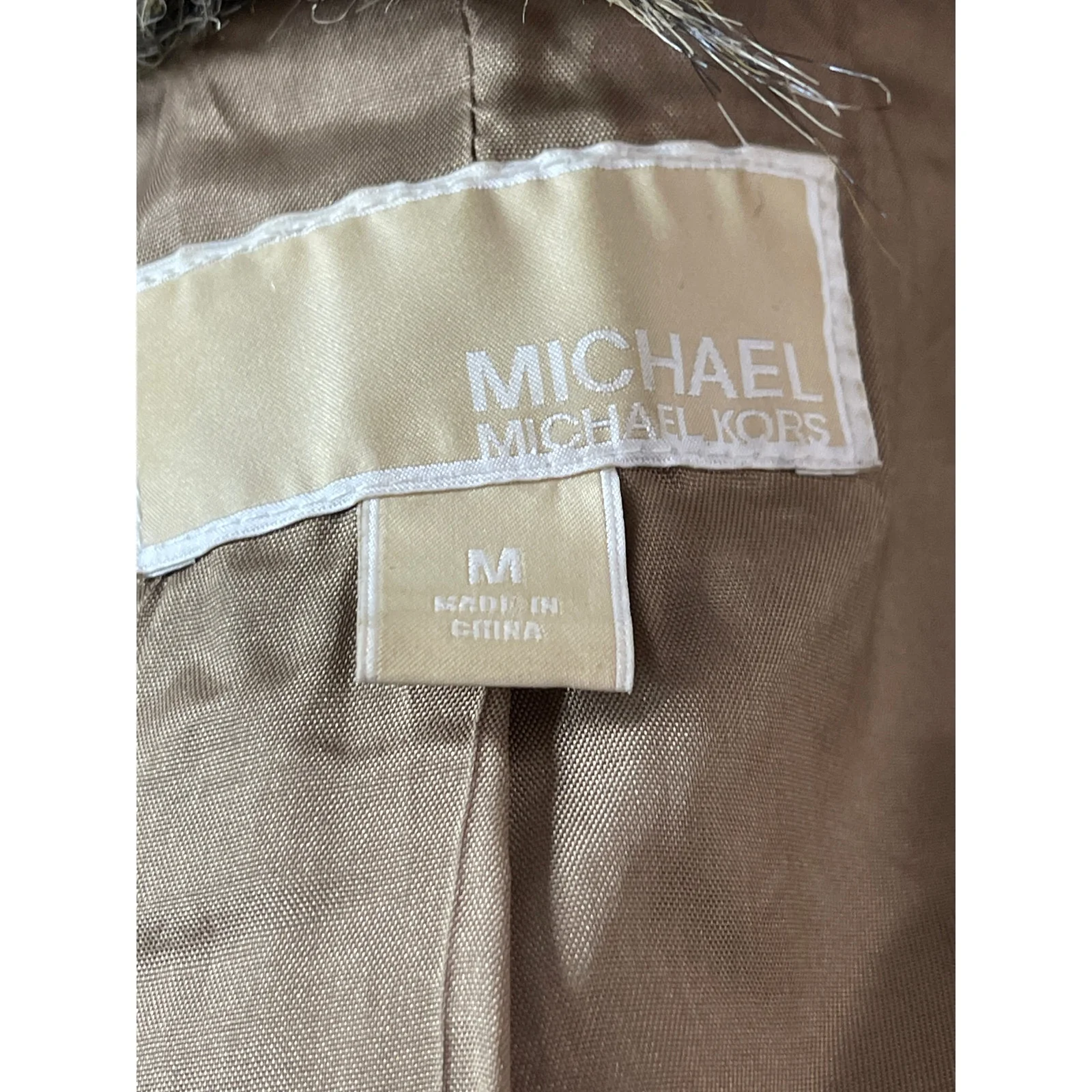 Michael Kors Womens Beige Faux Raccoon Fur Sleeveless Open Vest Jacket Size M - Image 5
