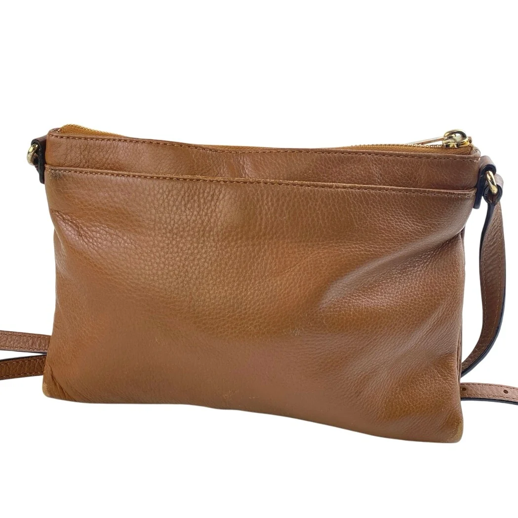 Michael Kors Women's Brown Pebbled Leather Double Zip Adjustable Crossbody Bag - Image 3