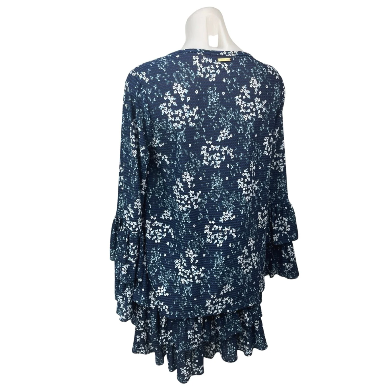 MICHAEL Michael Kors Blue Floral Ruffle Blouse Top & Tiered Skirt 2 Piece Set S - Image 2