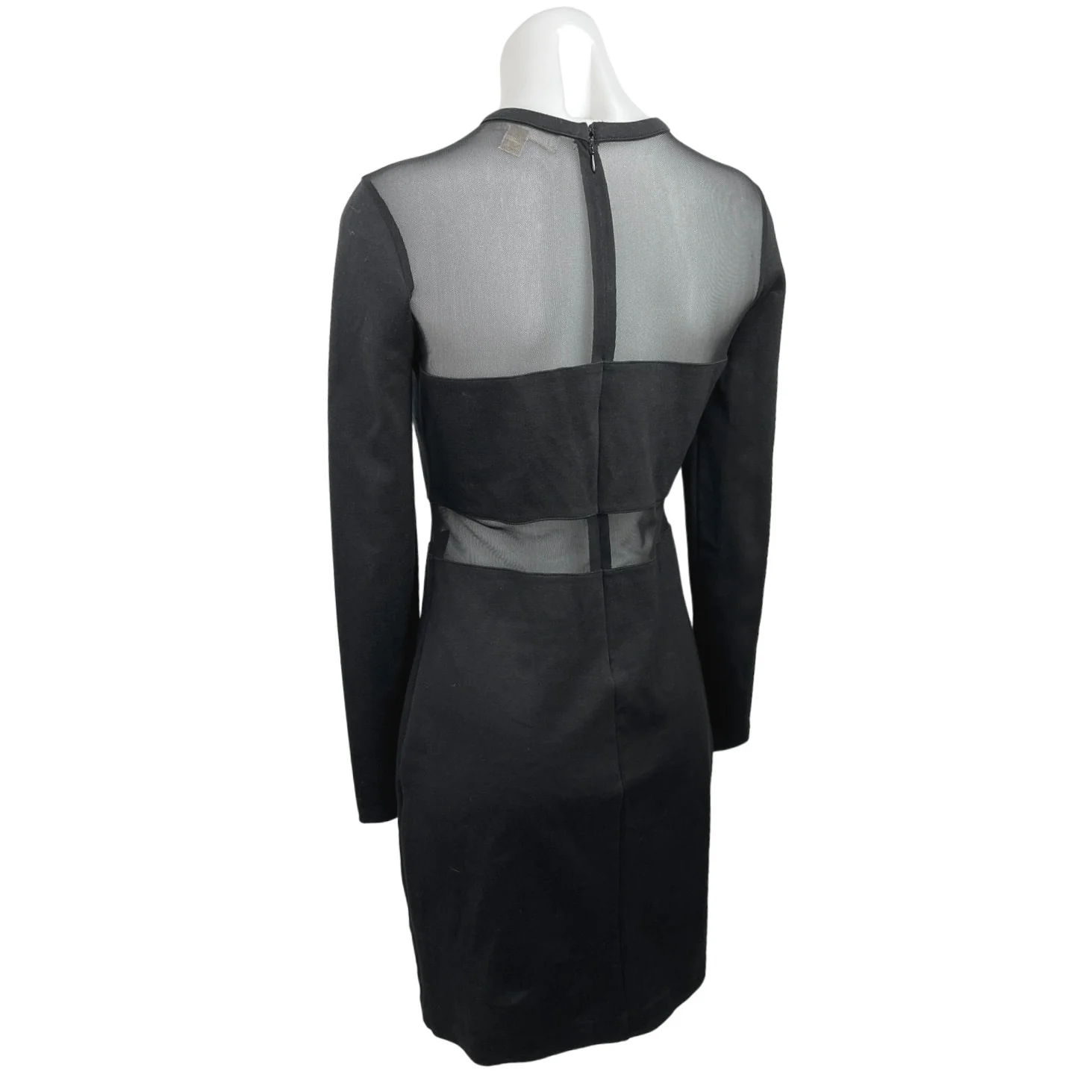 MICHAEL Michael Kors Womens Black Mesh-Panel Long Sleeve Bodycon Mini Dress Sz S - Image 2