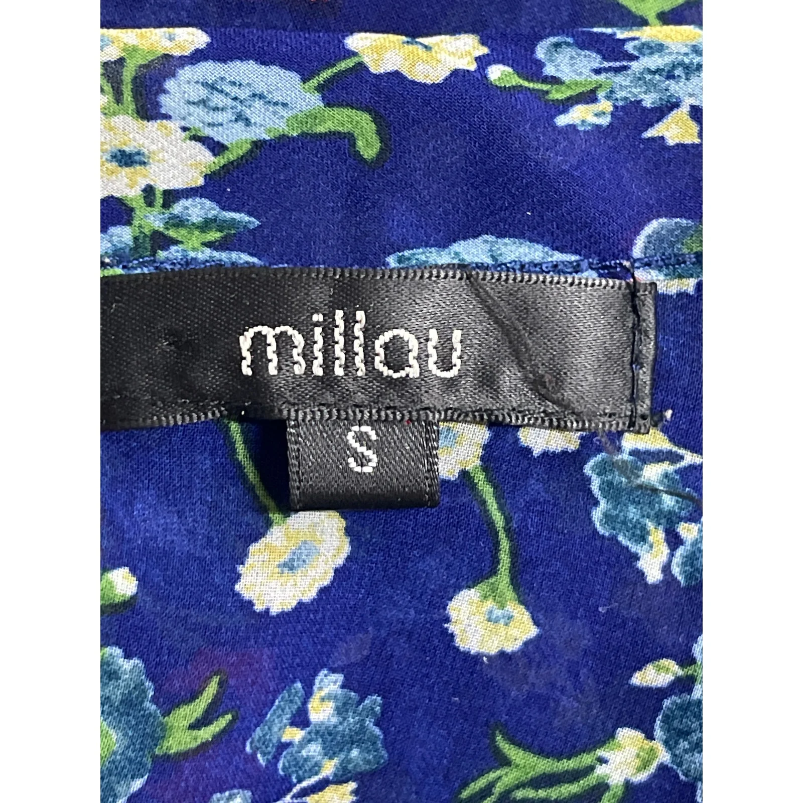 Millau Women's Blue Floral Sleeveless Boxy Swing A Line Cami Tank Blouse Top S - Image 5