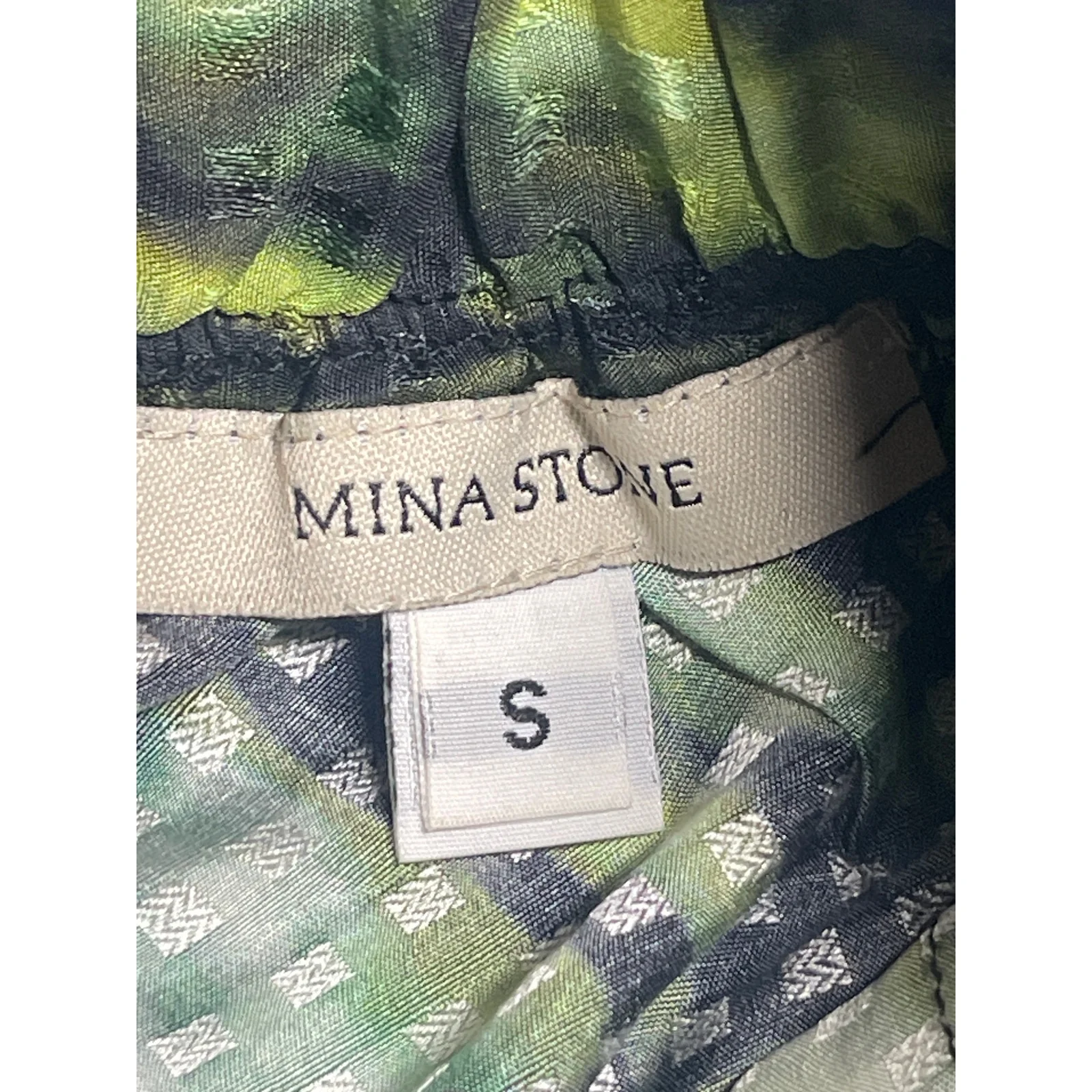 Mina Stone Green Abstract Print High Rise Knee Length Straight Pencil Skirt Sz S - Image 3