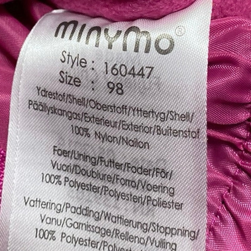 Minymo Girls Pink Full Zip Hoodie Hooded Long Sleeve Snow Ski Coat Jacket 98cm - Image 5