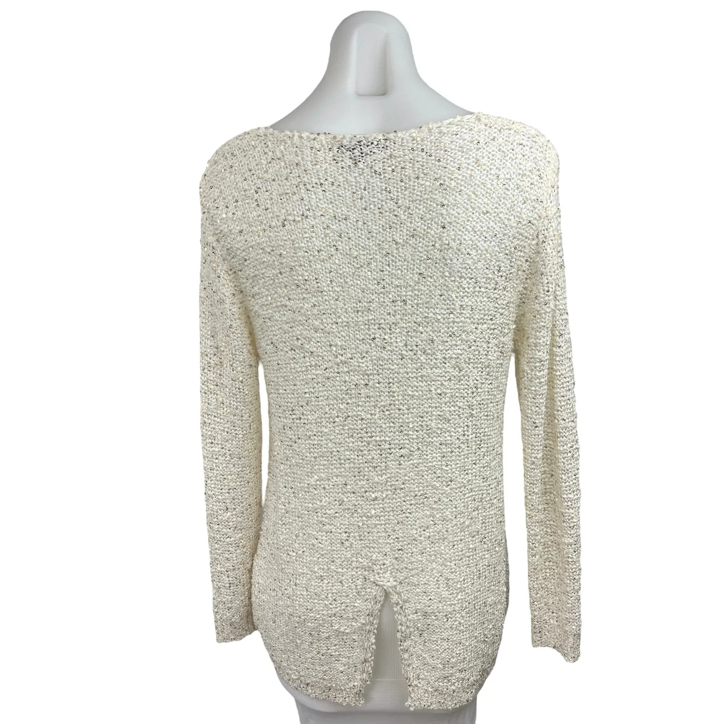 Miracle City White Wool Blend Knitted Sequin Long Sleeve Pullover Top Size S/M - Image 2