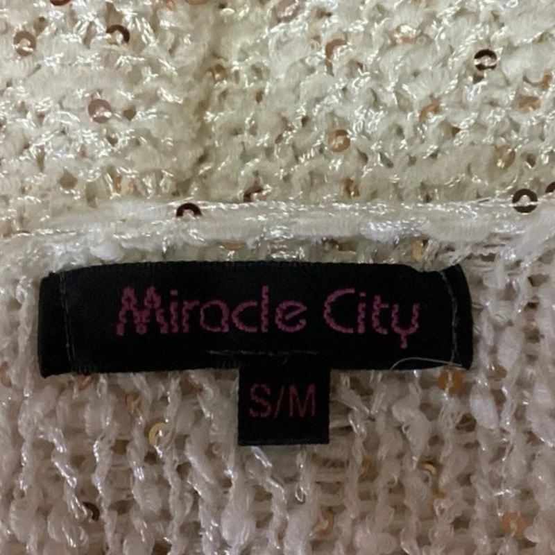 Miracle City White Wool Blend Knitted Sequin Long Sleeve Pullover Top Size S/M - Image 4