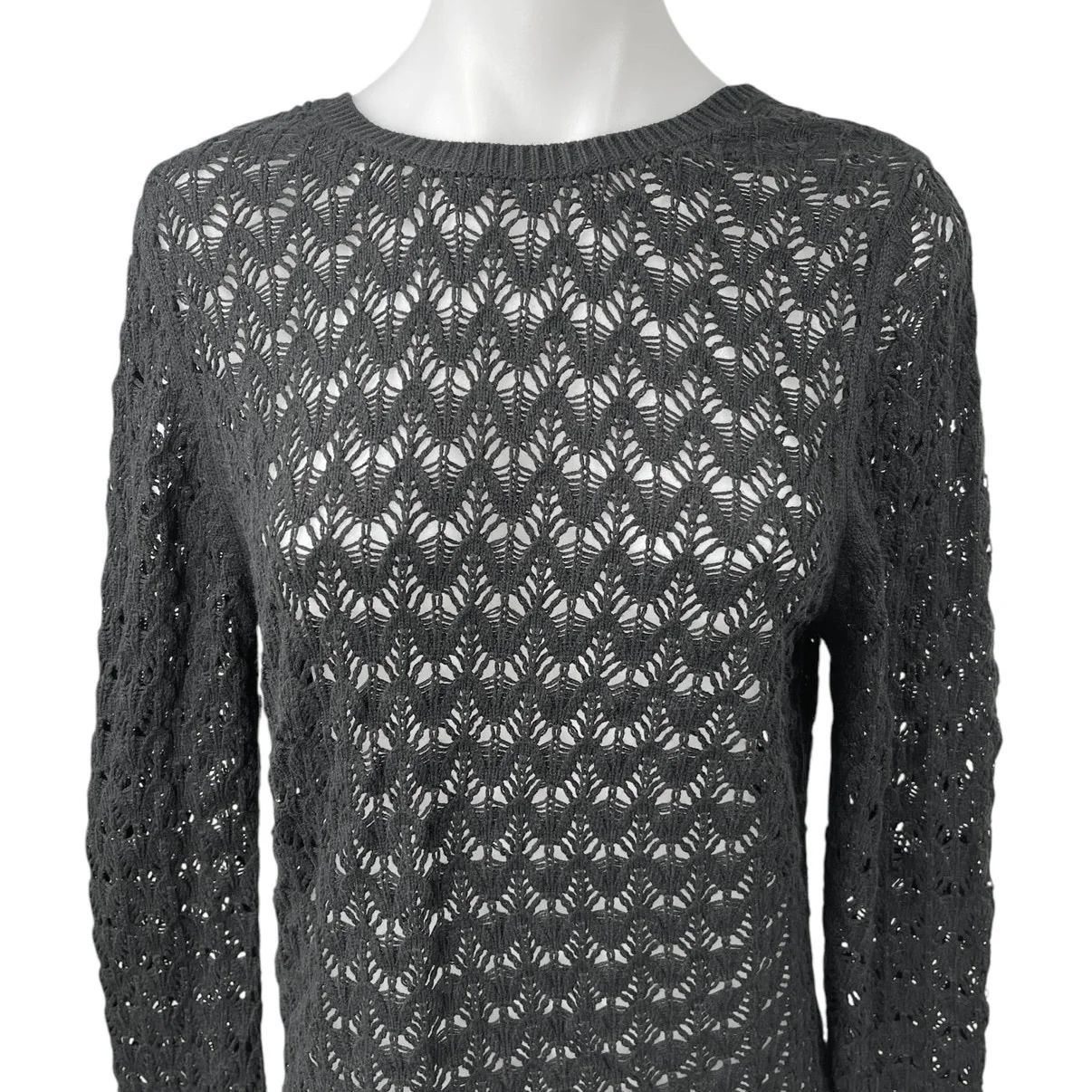 Miss Selfridge Black Crochet Open Back Long Sleeve Beach Cover Up Dress Sz 12-14 - Image 3