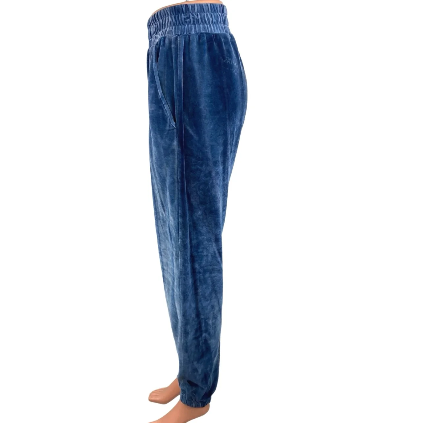 Missguided Blue Velour Elastic Waist Pockets Pull On Jogger Lounge Pants Size 4 - Image 2