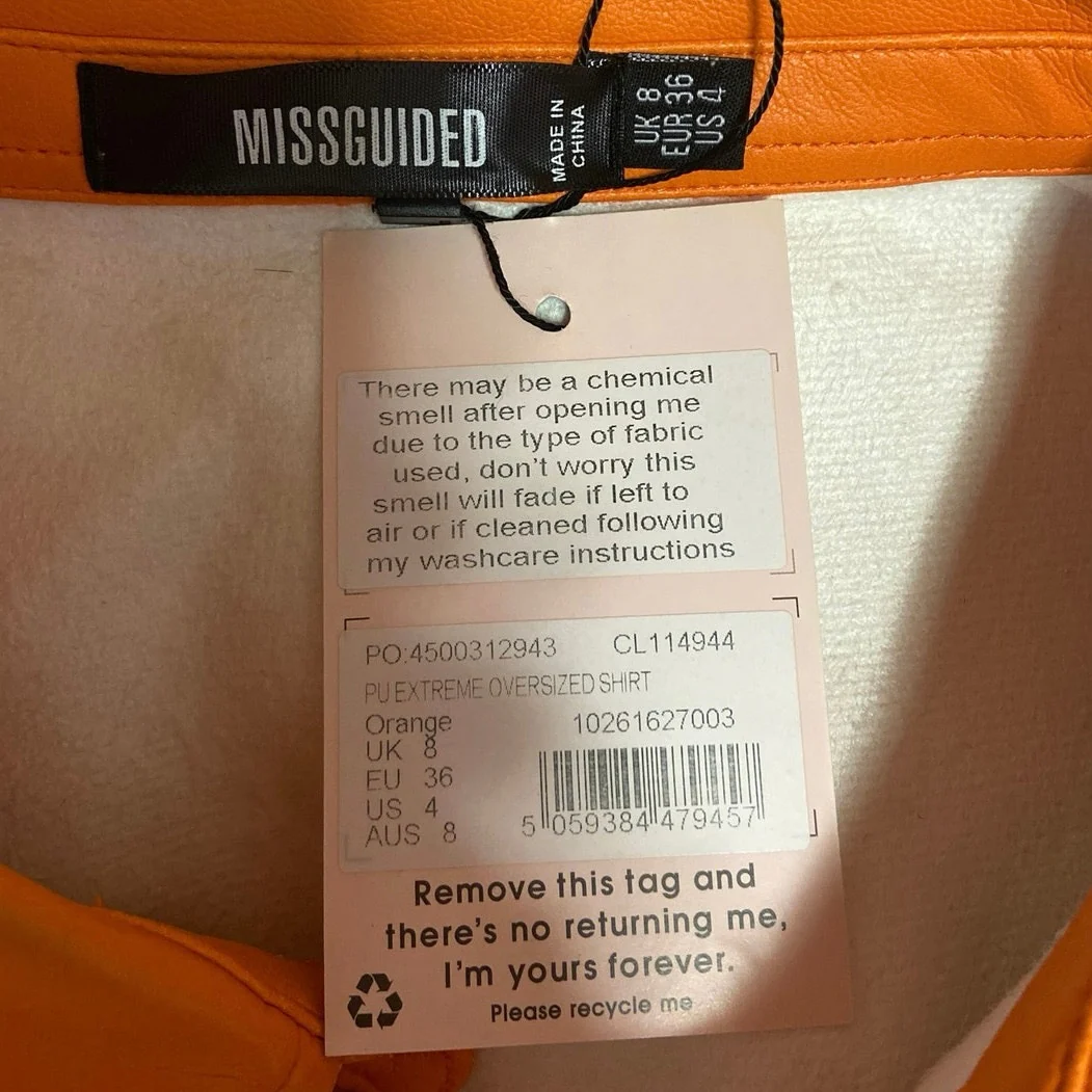 Missguided NWT Orange PU Faux Leather Extreme Button Down Oversized Shirt Size 4 - Image 5
