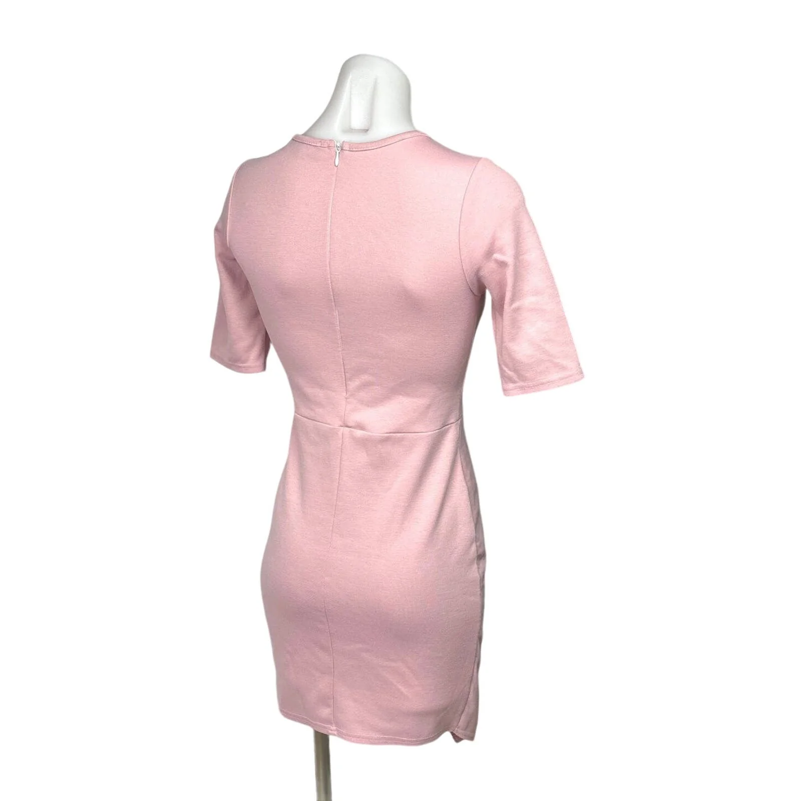 Missguided Pink Round Neck Short Sleeve Stretch Mini Bodycon Sheath Dress Sz 6 - Image 3