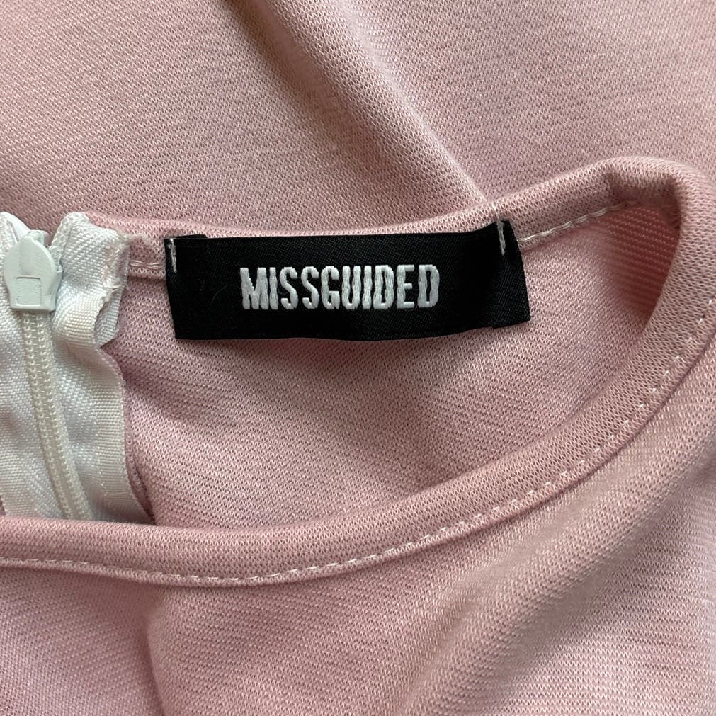 Missguided Pink Round Neck Short Sleeve Stretch Mini Bodycon Sheath Dress Sz 6 - Image 6