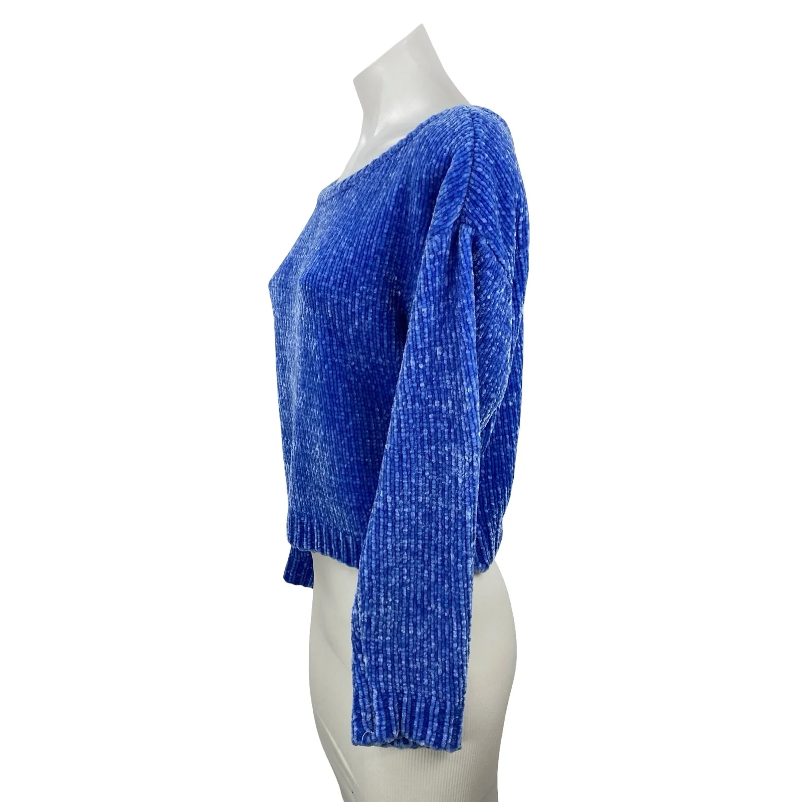 Missguided Women's Blue Knit Chenille Long Sleeve Crop Sweatshirt Sweater Top 2 - Image 2