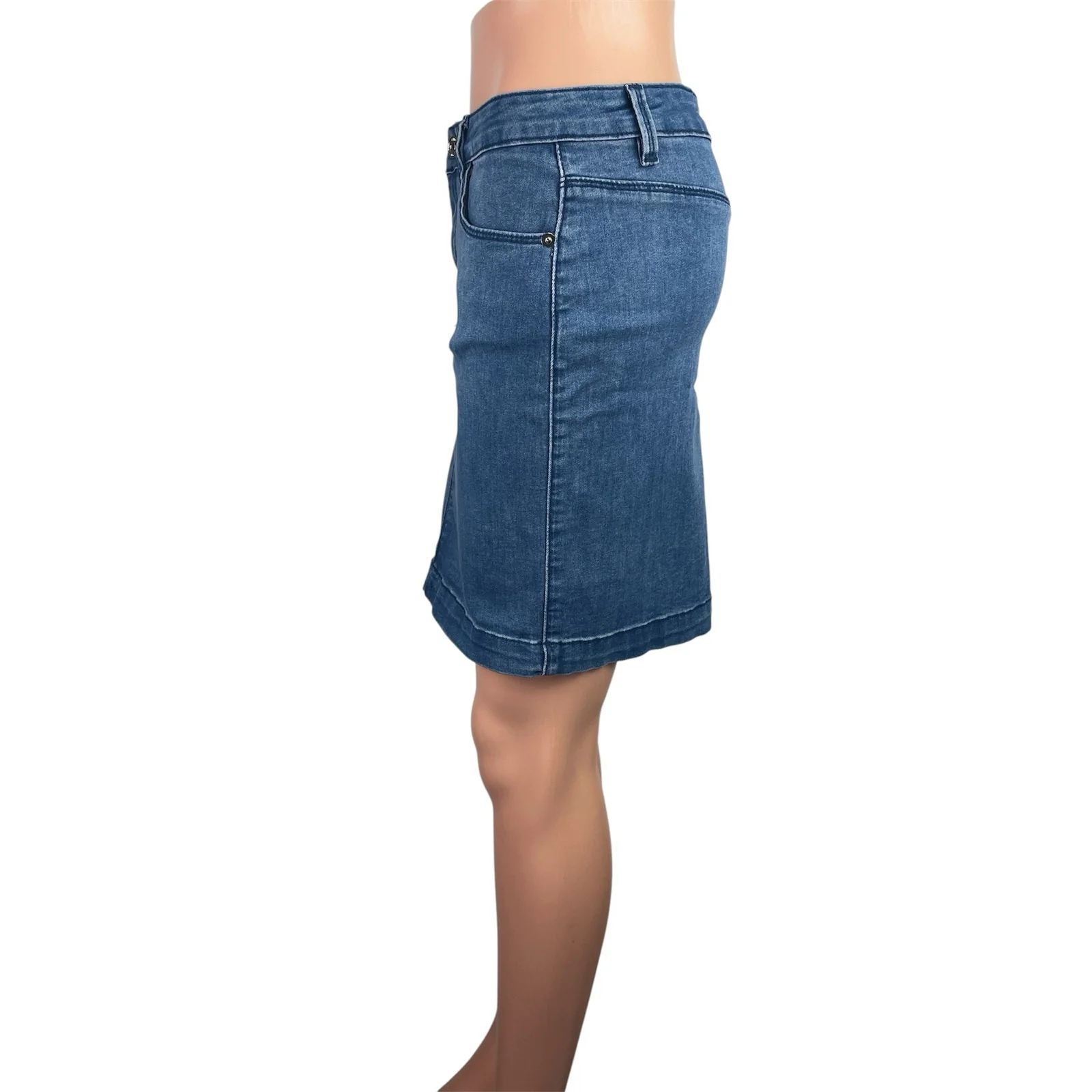 Missguided Women's Blue Low Waist Pockets Mini Denim Jeans Pencil Skirt Size 8 - Image 2