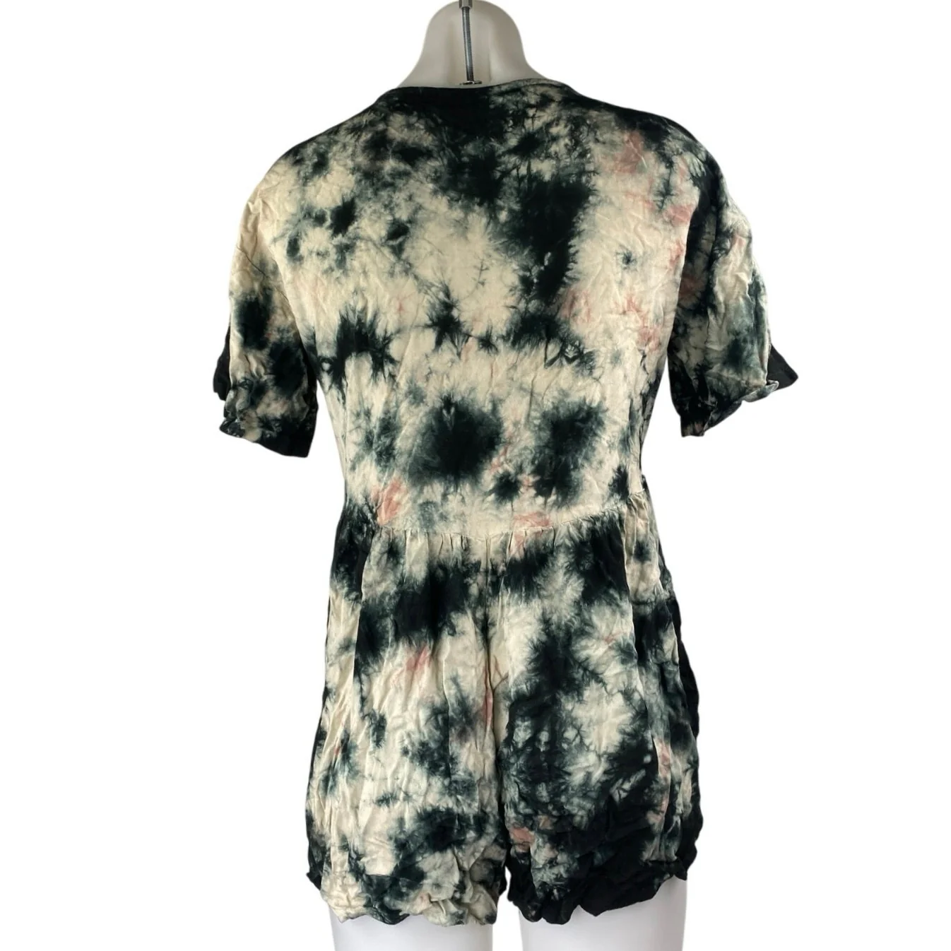 Missguided Women's Multicolor Tie Dye Button Down Short Sleeve Shirt Romper Sz 2 - Image 2