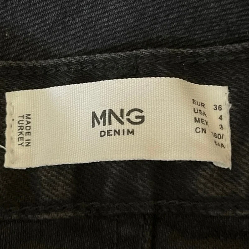 MNG Denim Women's Black High Rise Cut Off Hem Straight Leg Denim Jeans Size 4 - Image 4