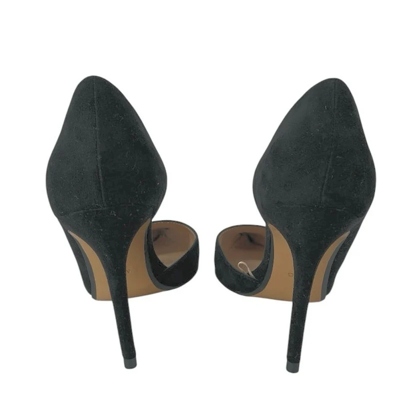 MNG Mango Audrey Black Pointed Toe Stiletto Heels Half D'Orsay Pumps Shoes Sz 36 - Image 3